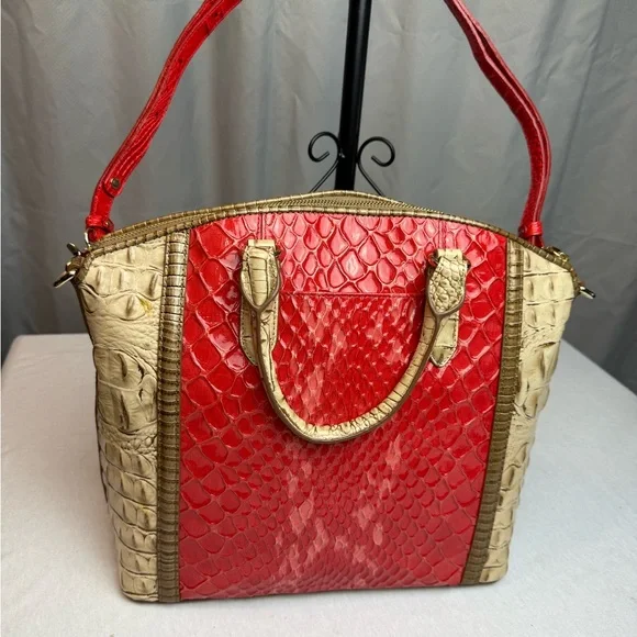 Candy Apple Red & Tan Designer Women's Bag - Picture 4 of 10